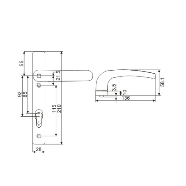 Aluminum window door lock handle door lock latch