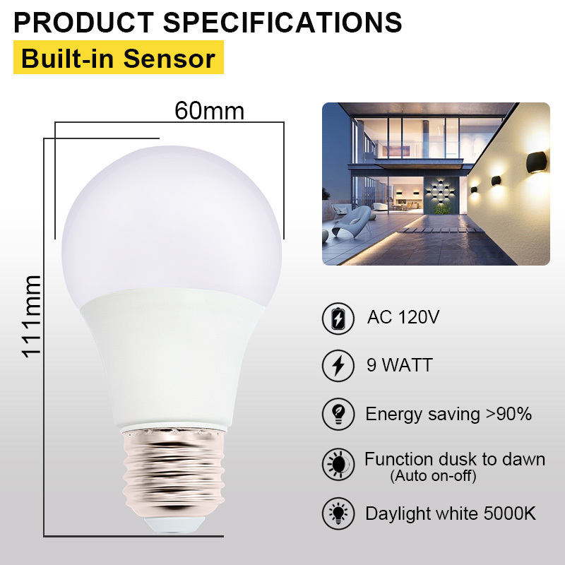 Dusk to dawn 60W 9W RA80/90 120V CEC T20 UL ETL listed LED BULB Light