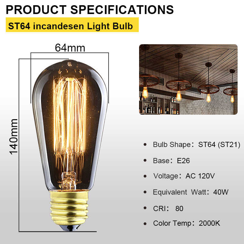 Incandescent 40W 120V ST19/21 Vintage