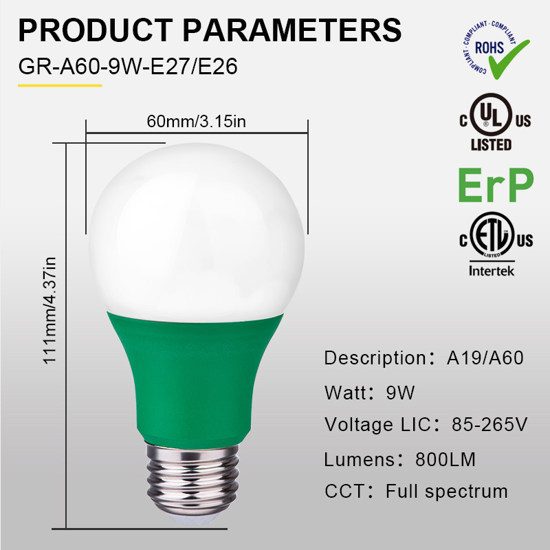 Grow light  660nm+450nm Full Spectrum A19 9W LED BULB Light