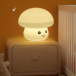 Hot Selling LED Kid mood Night Light Cute Design Mushroom Silicone Pat Light Children Gift Squish Silicone Lamp for Bedroom