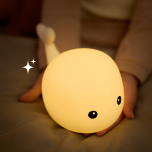 Hot sales 6 Colors Cute Whale Night Light Baby Nursery Tap Control Silicone Light Whale Silicone Lamp For Kids