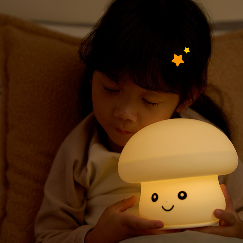 Hot Selling LED Kid mood Night Light Cute Design Mushroom Silicone Pat Light Children Gift Squish Silicone Lamp for Bedroom