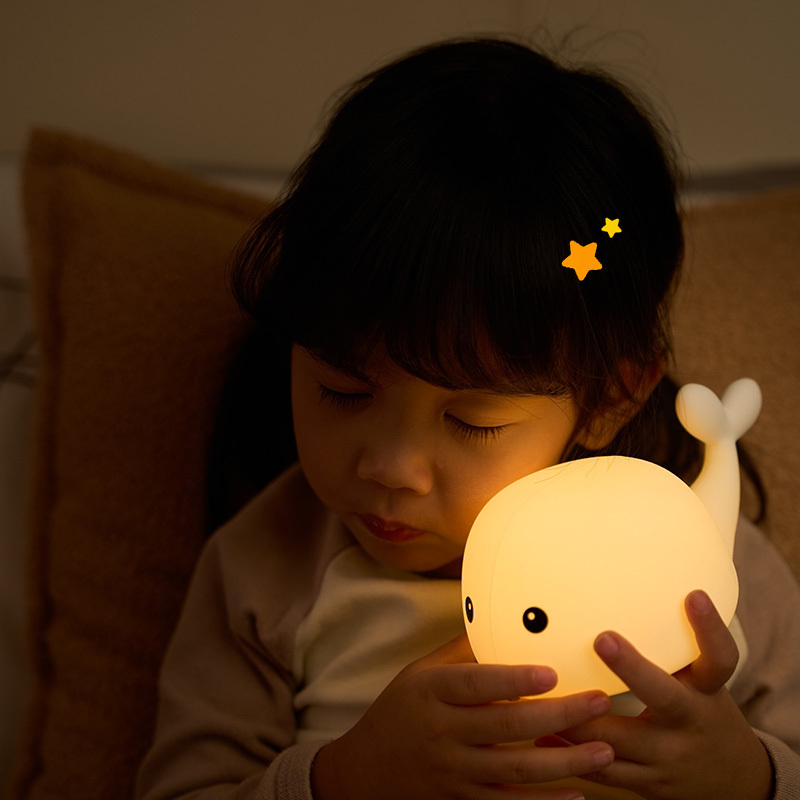 Hot sales 6 Colors Cute Whale Night Light Baby Nursery Tap Control Silicone Light Whale Silicone Lamp For Kids