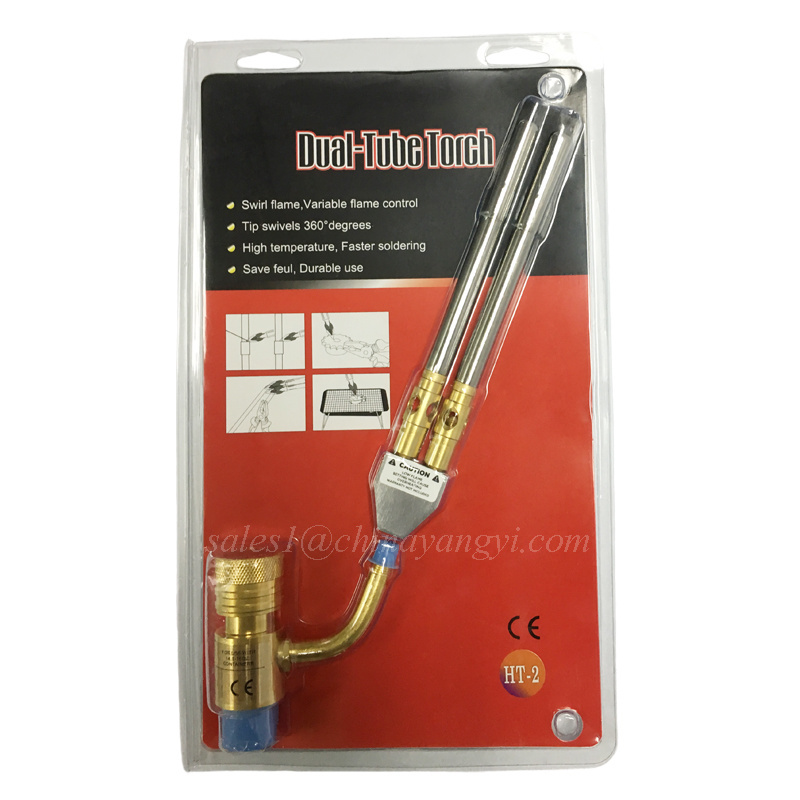 Dual Valve Self-Ignition MAPP And Propane Gas Hand Welding Torch With 60 inch Hose And Stainless Steel Head For Soldering