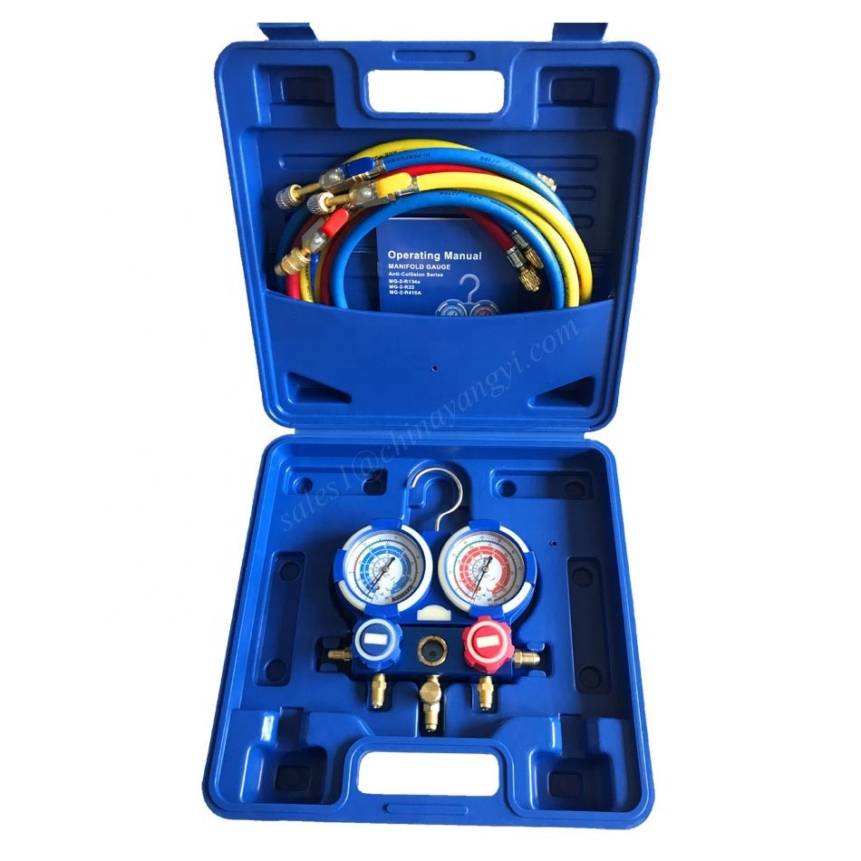 High quality R32 R410A R22 R134a Refrigerant manifold gauge Aluminum valve Pressure gauge refrigeration tool  for A/C Service