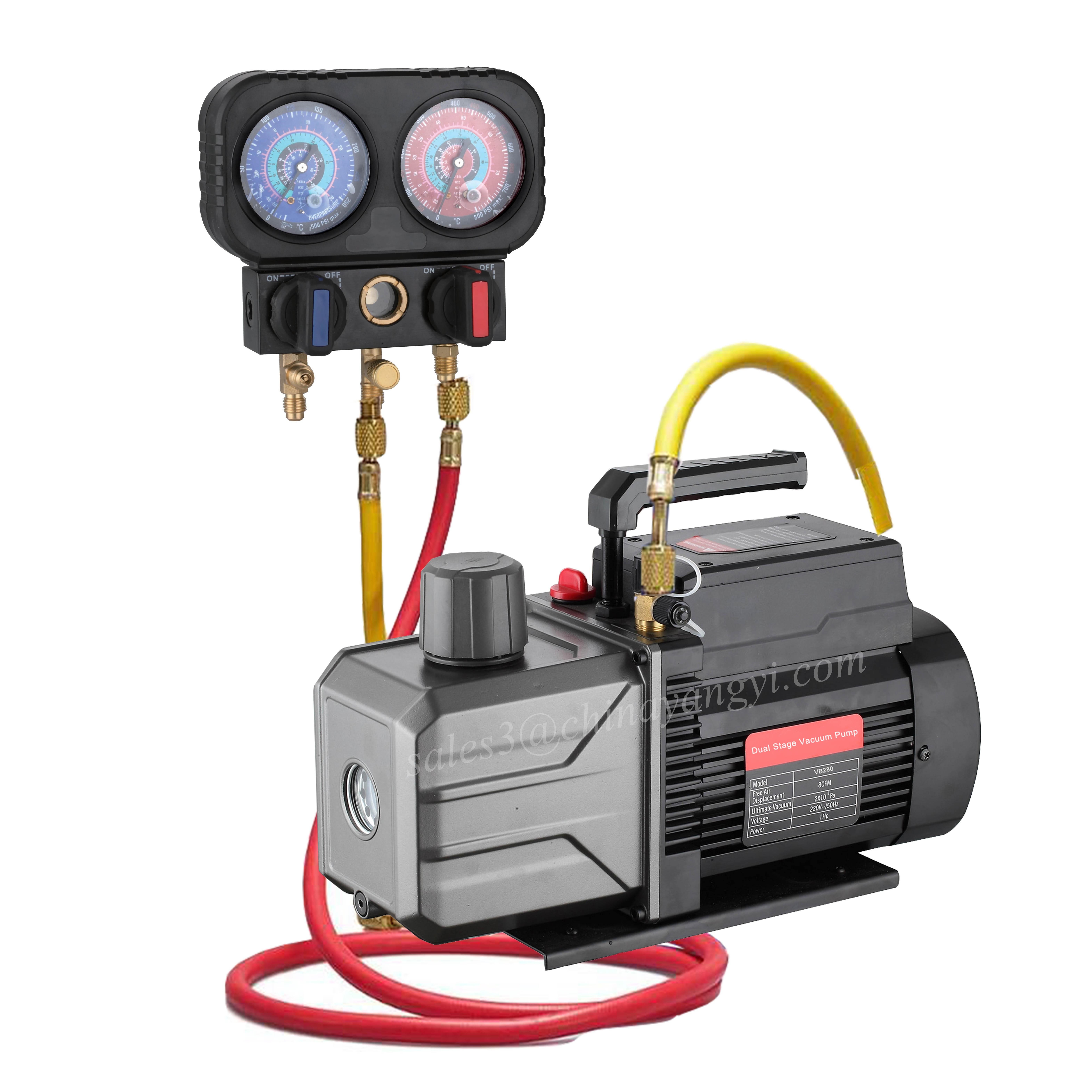 HVAC Automatic Anti-backflow Vacuum Pump with Automatic manual Valve and Vacuum Gauge for R12 R22 R134a R410a