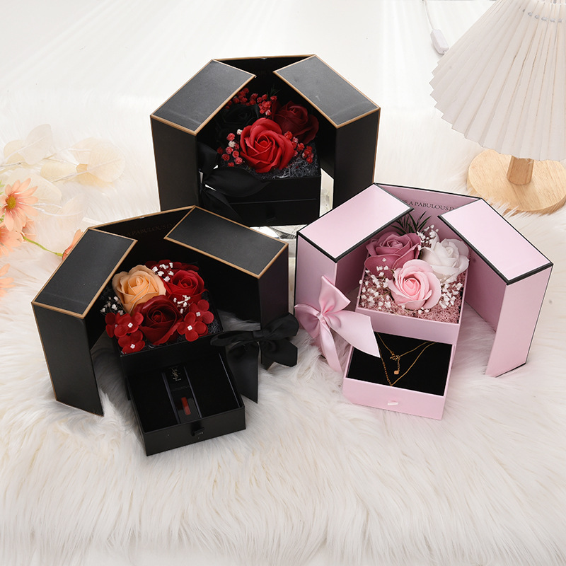 New Arrivals Eternal Roses Gift Box Match with Necklace Mothers Day Gifts Preserved Roses Soap Flower 48 in One Carton AJM---127