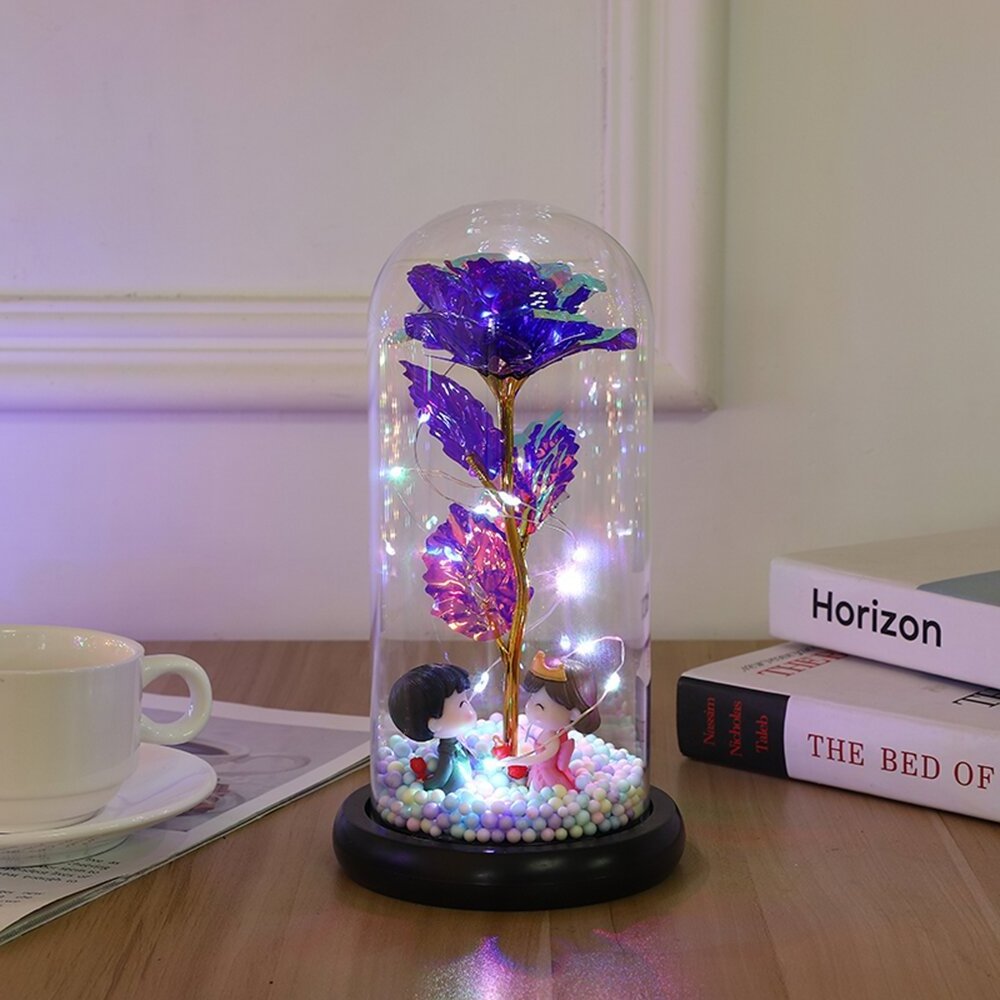 Glass Cover Eternal Flower Artificial Eternal Rose glass dome cover for Valentine's Christmas Gift Decor