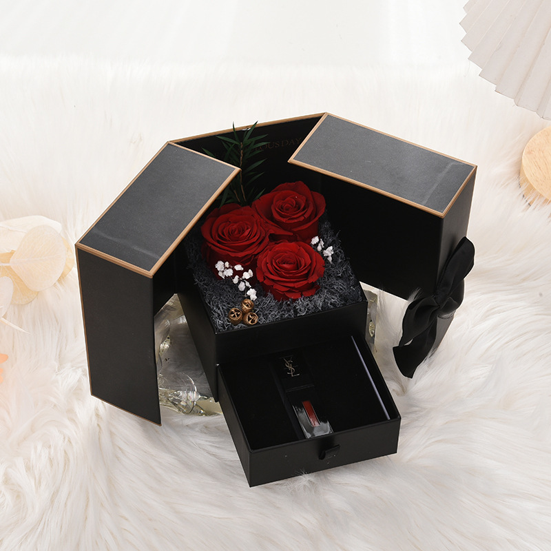 New Arrivals Eternal Roses Gift Box Match with Necklace Mothers Day Gifts Preserved Roses Soap Flower 48 in One Carton AJM---127