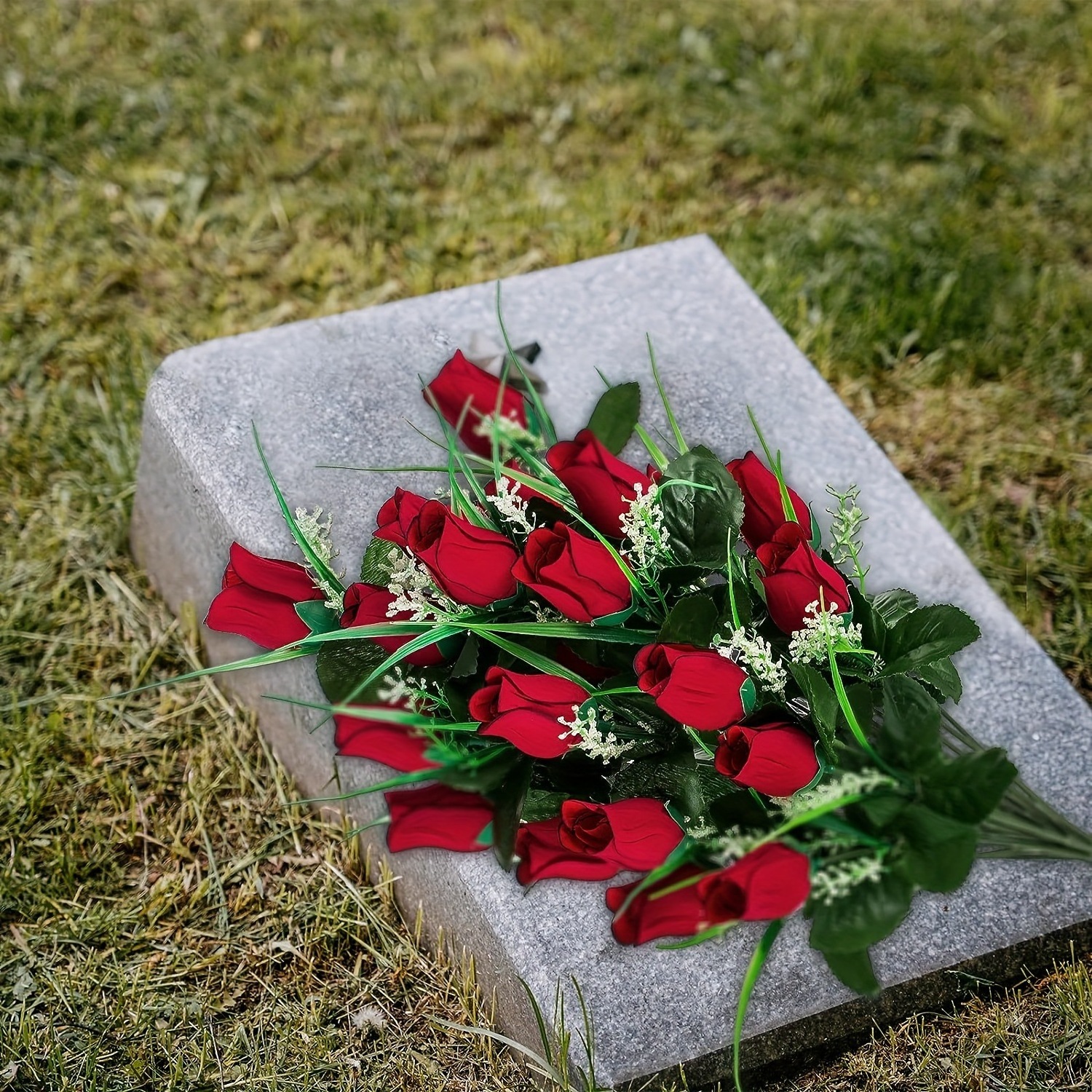 2 pieces Artificial bouquet of roses Cemetery memorial flower Gravestones for funeral artificial flower decoration