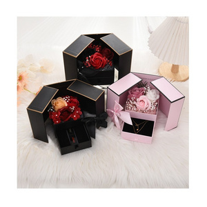 New Arrivals Eternal Roses Gift Box Match with Necklace Mothers Day Gifts Preserved Roses Soap Flower 48 in One Carton AJM---127