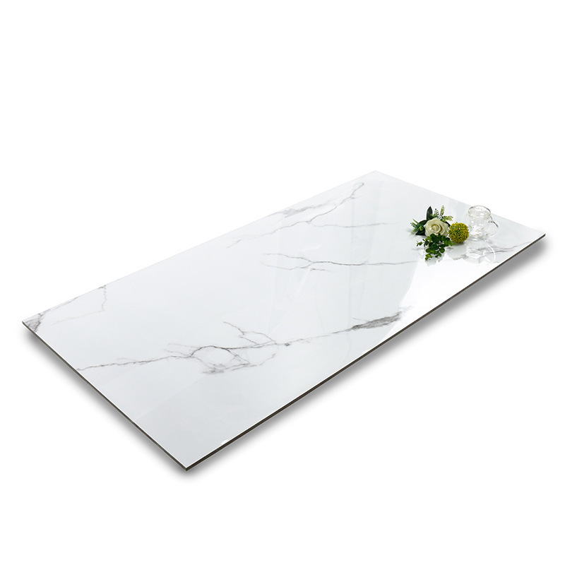 Classic carrara white marble porcelain tile flooring high glossy glazed tiles 600x1200mm