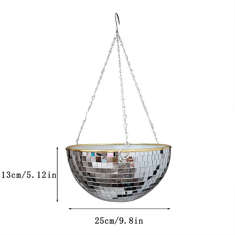 Home Hanging Disco Ball Planter with Macron rope Macrame Plant Hanger for Indoor or Outdoor Plants flower pots