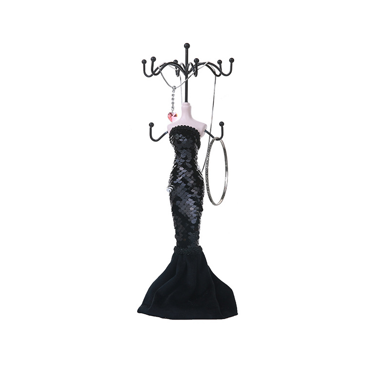 Metal mini mannequin doll jewelry display, model jewelry display stand