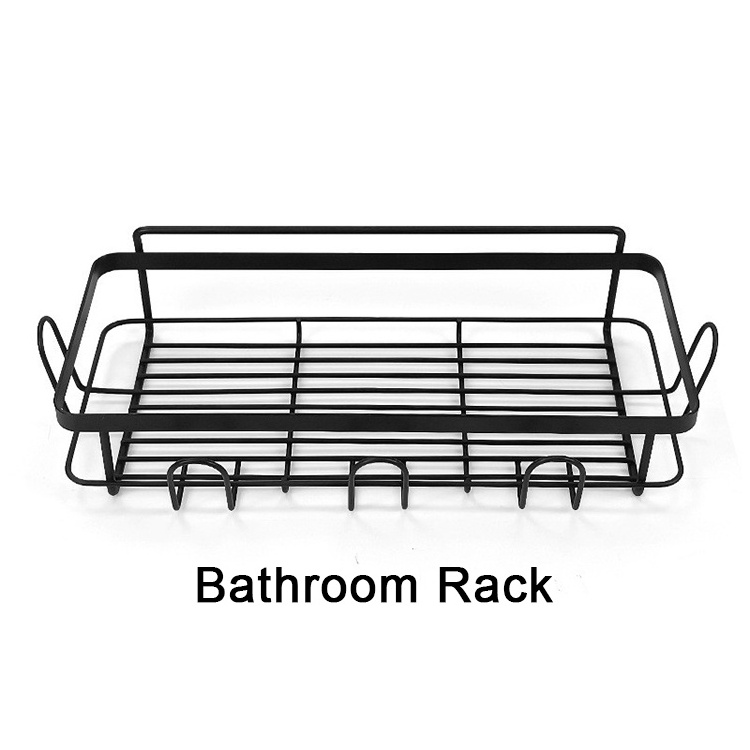 4-Pack Shower Caddy Shelf Organizer Rack with Soap Dish Holder Self Adhesive Black Bathroom Basket Shelves with Hooks