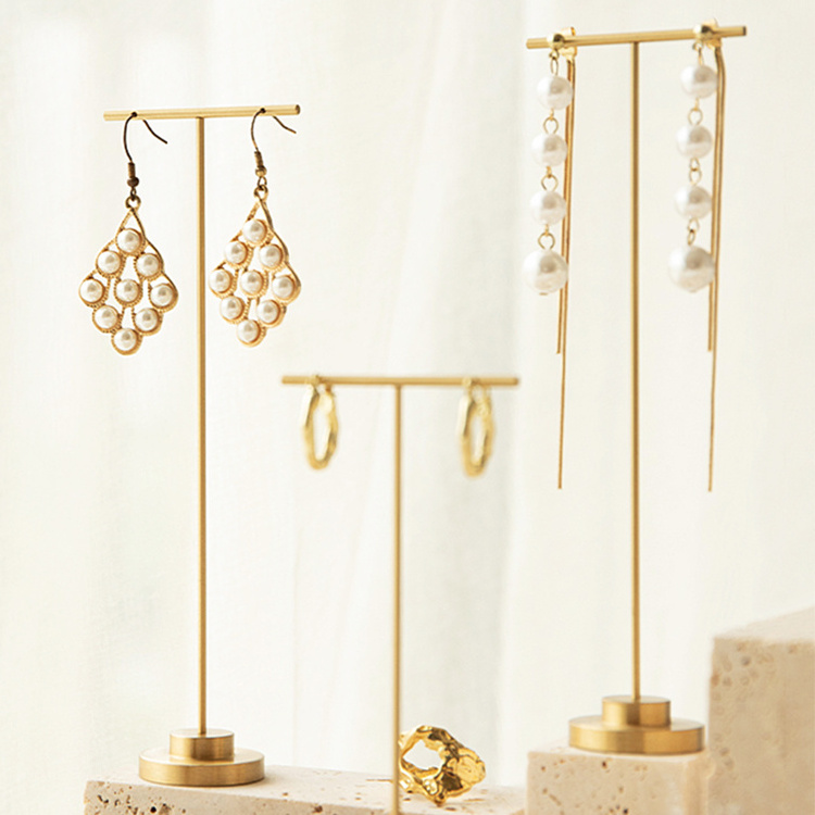 Jewelry display stand metal earrings stand yellow hole stone jewelry display background plate jewelry shooting props