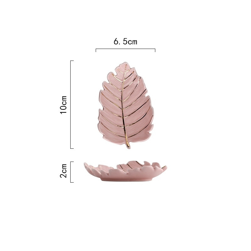 Nordic Light Luxury Leaf Jewelry Plate Tray Ring Earring Necklace  Storage Ceramic Trinket Jewelry Dish