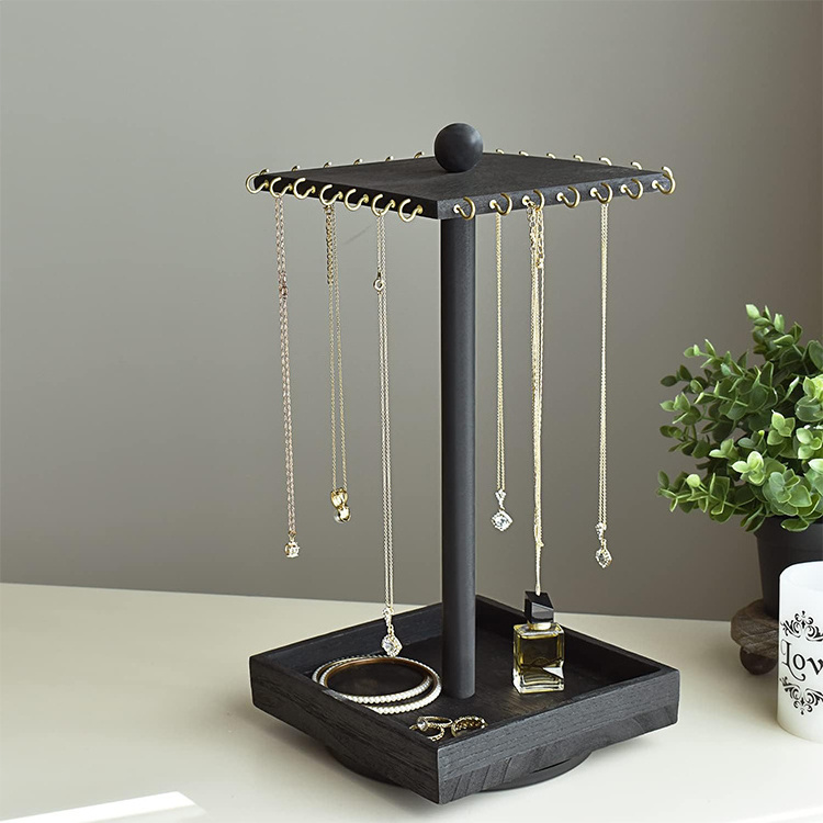 New Design Wooden Rotating Jewelry Organize Jewelry Display Tower for Necklace & Bracelet jewelry rotating display stand