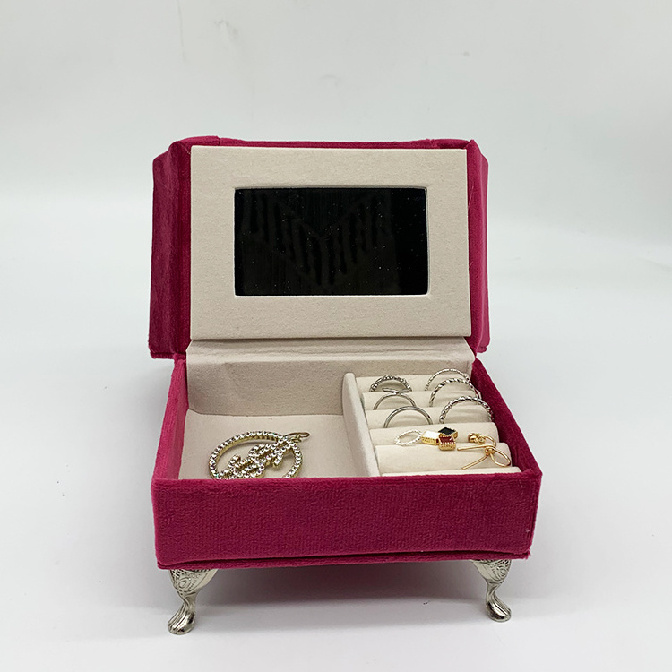 Customized Design Luxury Jewelry Gift Boxes Small Velvet Sofa Metal Seat Box Girls Earrings Ring Necklace Storage Box