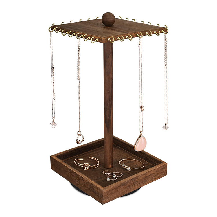 New Design Wooden Rotating Jewelry Organize Jewelry Display Tower for Necklace & Bracelet jewelry rotating display stand