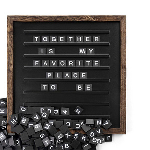 Home Wall Tabletop Display Decor Changeable Scrabble Tile Letters Letter Board with Letters and Numbers Wood Sign Board