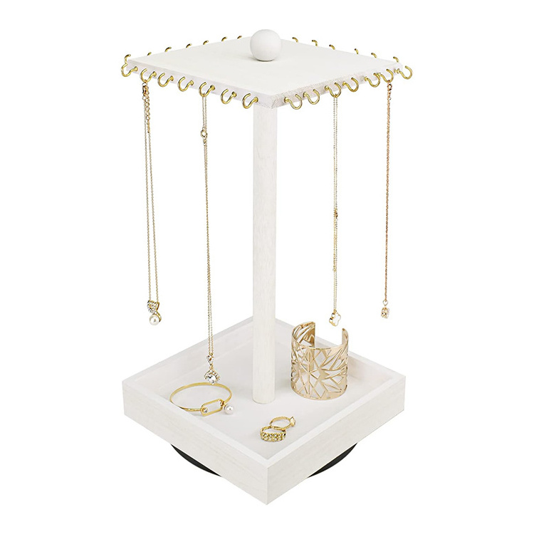 New Design Wooden Rotating Jewelry Organize Jewelry Display Tower for Necklace & Bracelet jewelry rotating display stand