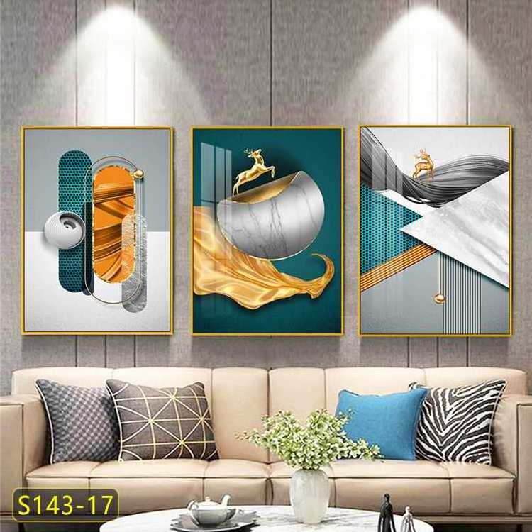 Modern Luxury Abstract Geometric High quality 3 piece Framed Canvas Wall Art for Living Room family bathroom Wall decor