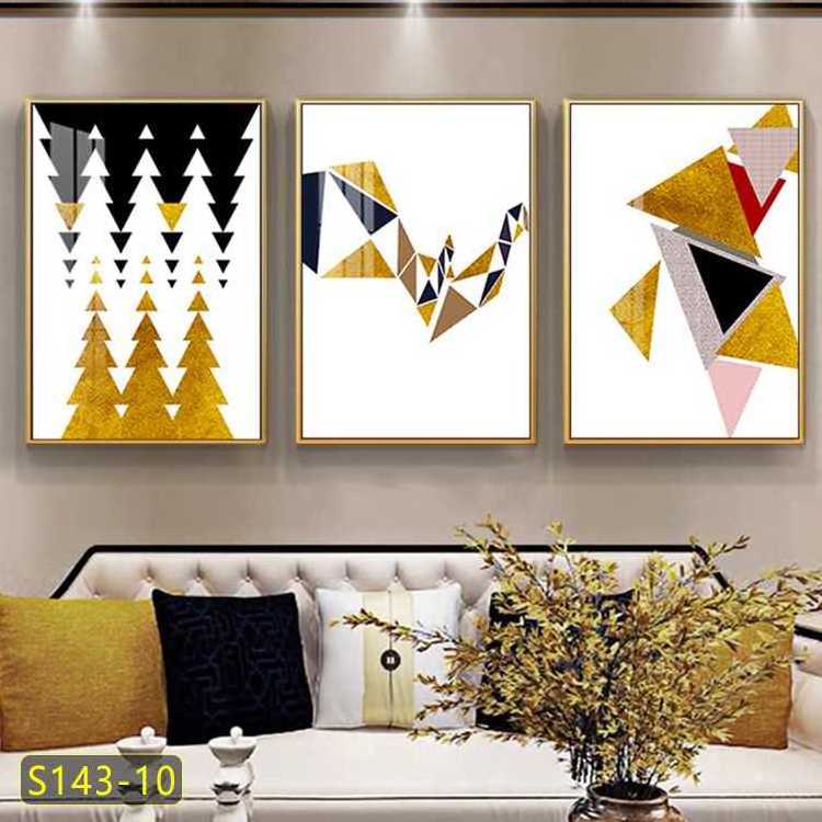 Modern Luxury Abstract Geometric High quality 3 piece Framed Canvas Wall Art for Living Room family bathroom Wall decor