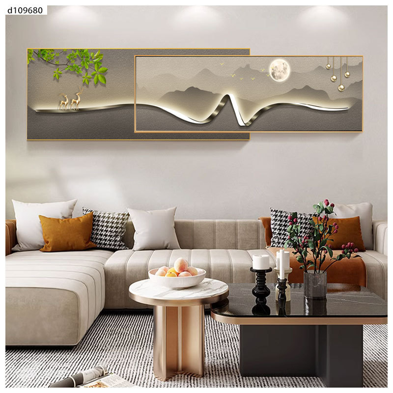 Living Room Decor Combined Still Life Art Inspirational Mural Luxury Wall Deer Custom Wall Art Painting with Frame