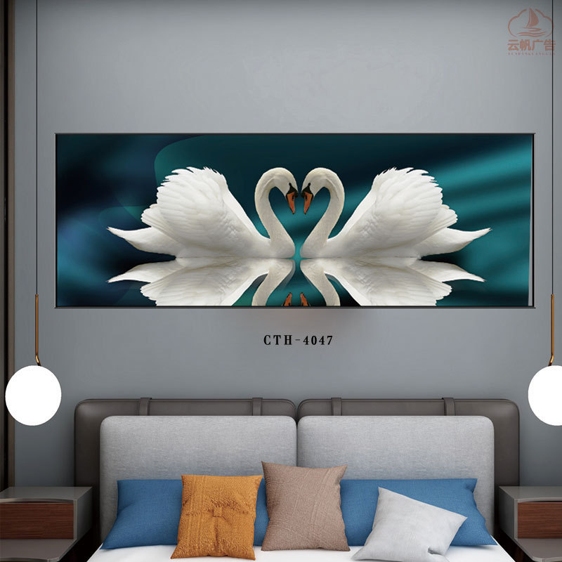 Bedroom bedside decoration painting modern simple living room sofa background wall hanging painting swan master bedroom mural