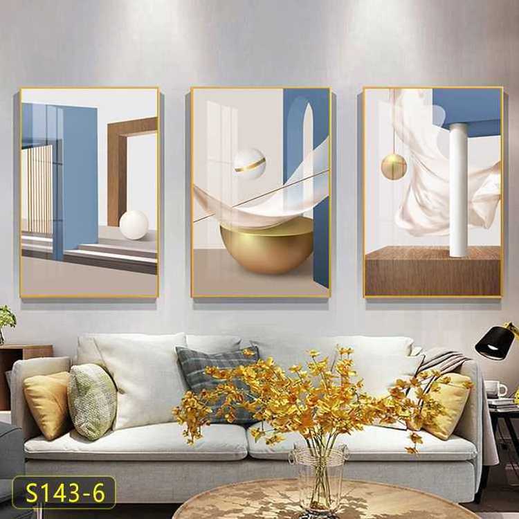 Modern Luxury Abstract Geometric High quality 3 piece Framed Canvas Wall Art for Living Room family bathroom Wall decor