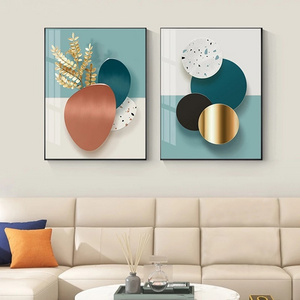 Modern Abstract Wall Art Decor Golden Botanicals Fine Art Canvas Prints 3d Visualizations Pictures For Luxury Living Room