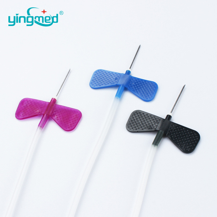 Disposable scalp vein set butterfly winged iv administration double wing infusion needle manufacturer 25G gauge 27 luer slip