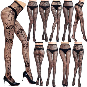 Sexy Hollow Jacquard Net Leggings Trousers Fishnet High Waist Patterns Sexy Stockings Tight Pantyhose