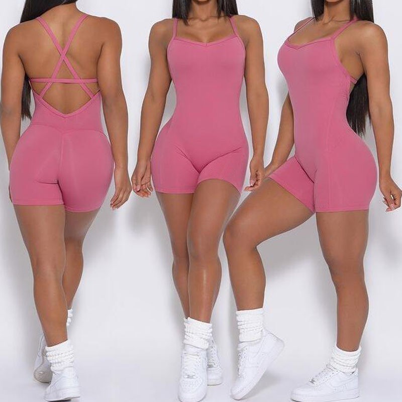 2024 Women Sexy Backless Sports Shorts Jumpsuit Gym Sport Sport wear Workout Clothes