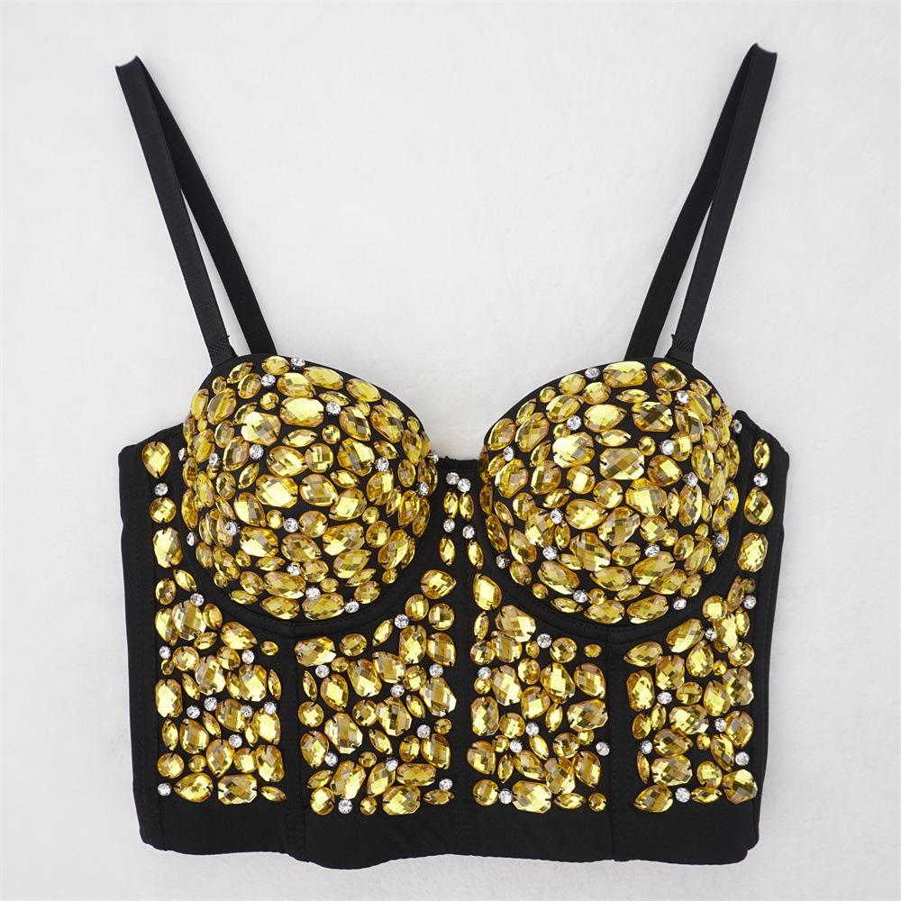 Hot New Fashion Women Vest Summer Sexy Crystal Rhinestone Bra Crop Top