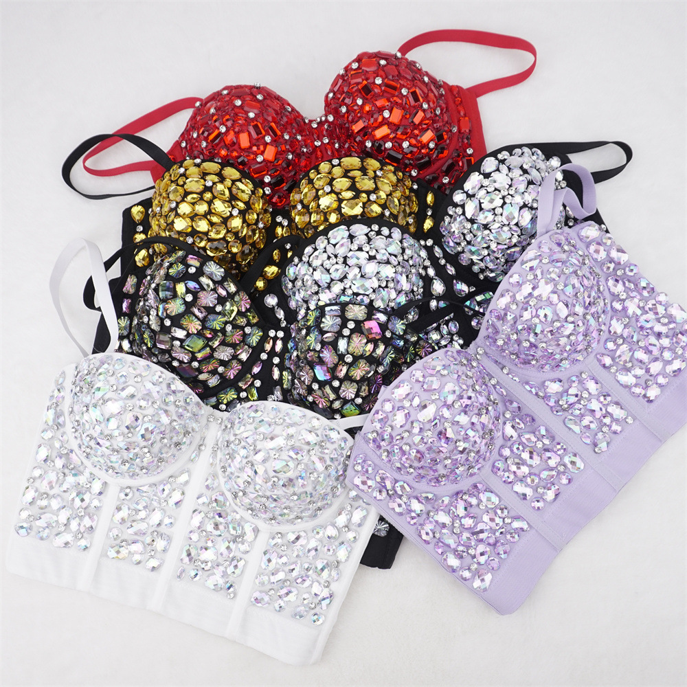 Hot New Fashion Women Vest Summer Sexy Crystal Rhinestone Bra Crop Top