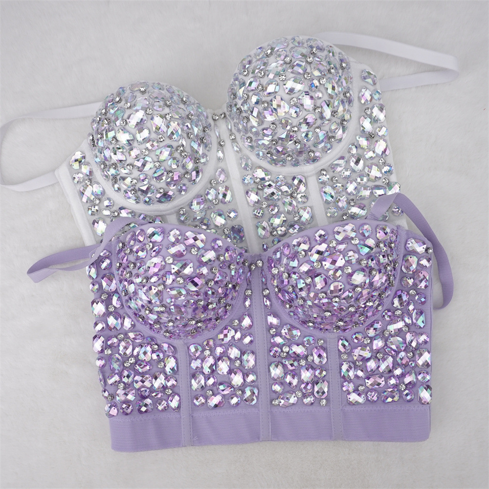 Hot New Fashion Women Vest Summer Sexy Crystal Rhinestone Bra Crop Top