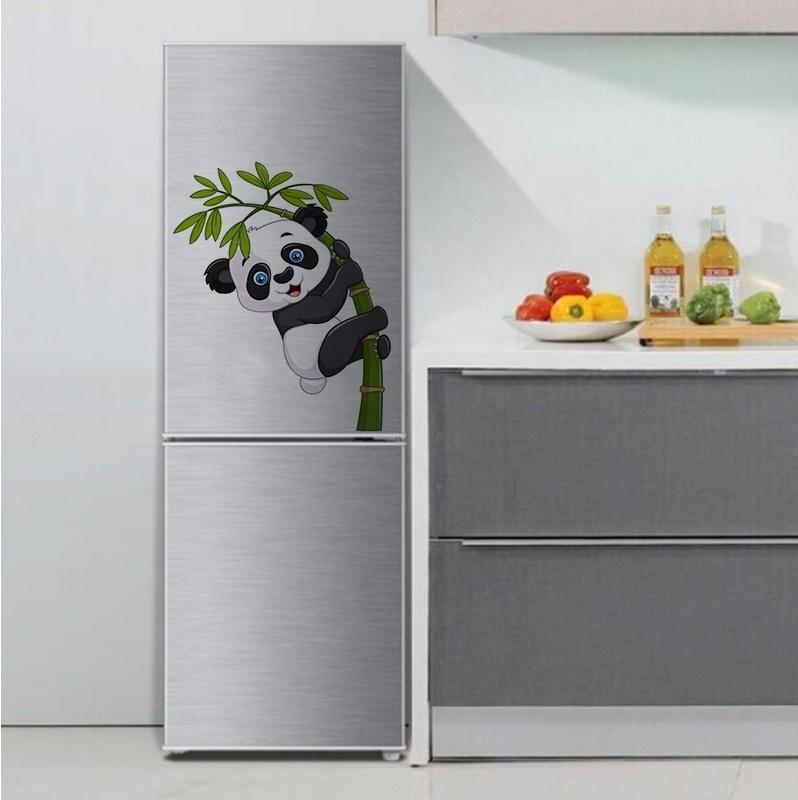 Panda Bamboo PVC Vinyl Refrigerator Door Decal magnetic home Decor fridge Kitchen 3d Wall Sticker