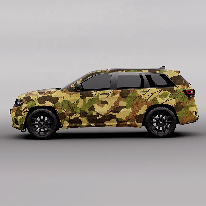 Digital printed yellow auto film pickup truck decal real camouflage vinyl car wrap