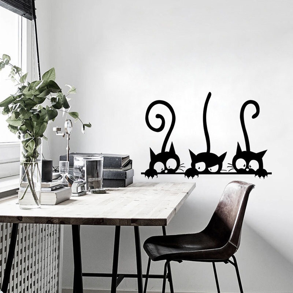 Removable waterproof PVC vinyl Bedroom living room decor Decal wall stickers cat supplier decoration cat wall stickers