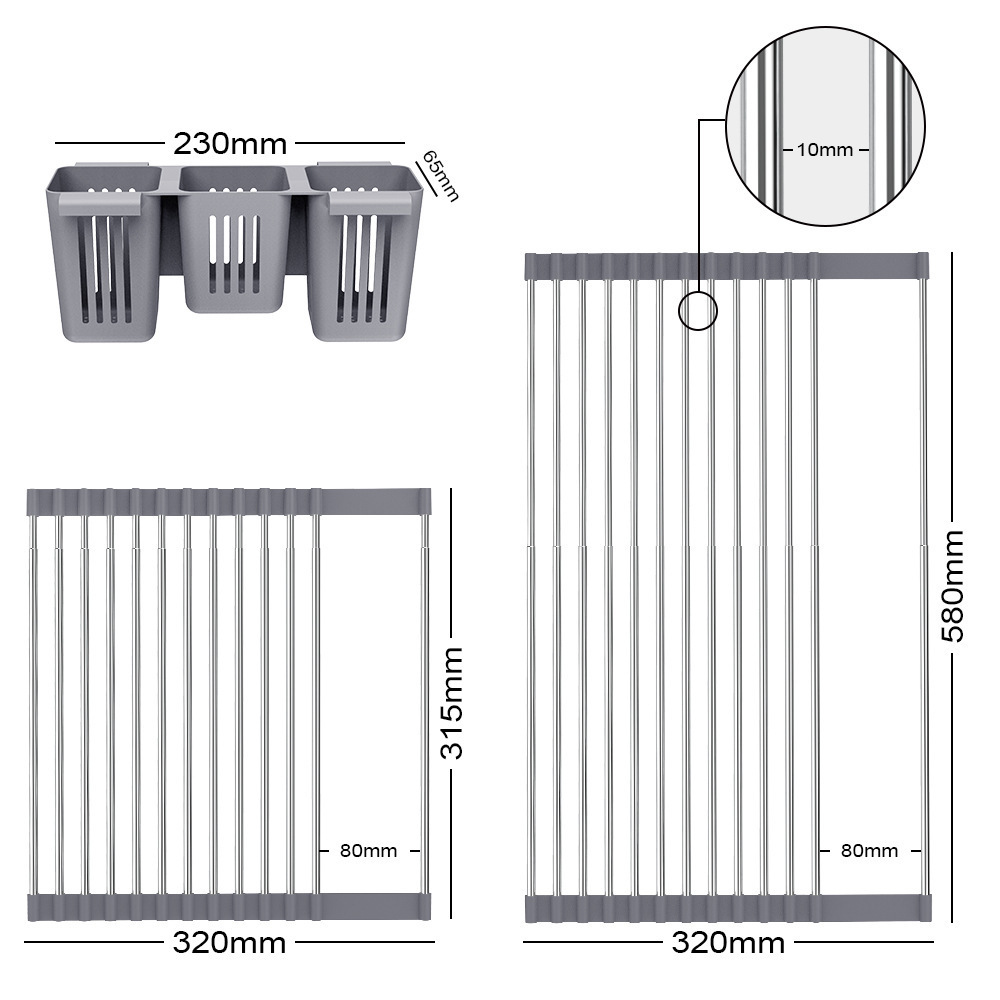 jx- Kitchen collapsible drain rack Stainless steel kitchen storage rack sink drying dishes kitchenware storage filter rack