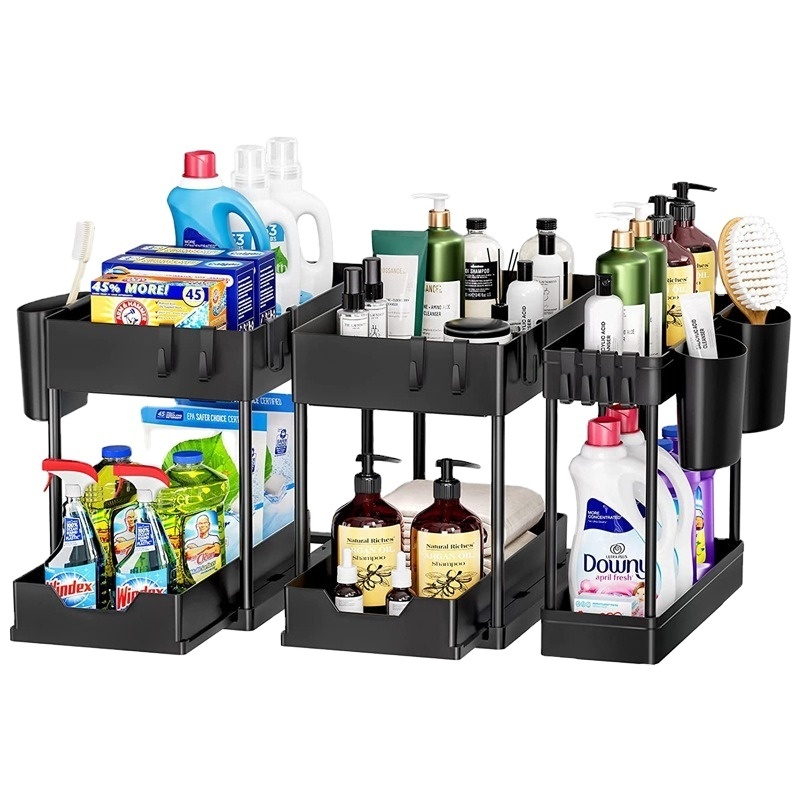 3-Piece Multi-Purpose under Sink Storage Rack Bathroom Cabinet with Pull-Out Shelves and Rack Storage Unit