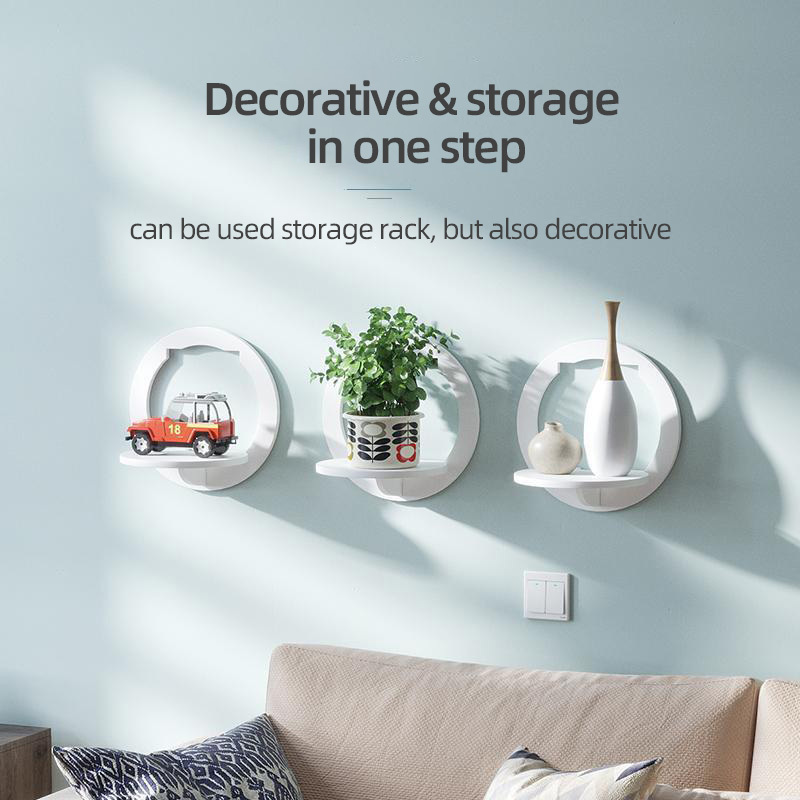 Wall-Mounted Decorative Hexagon Storage Rack PVC Floating Shelves Flower-Shaped Home Storage for Room Decor