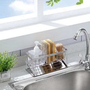 304 Stainless Steel Kitchen Counter Organizer Metal Sink Caddy Sponge Holder for Shelf Storage OEM ODM Design