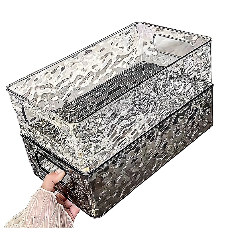 Luxury Transparent Metal Grain Storage Box Rectangular Plastic Household Organizer for Cosmetics Desktop Living Room Box