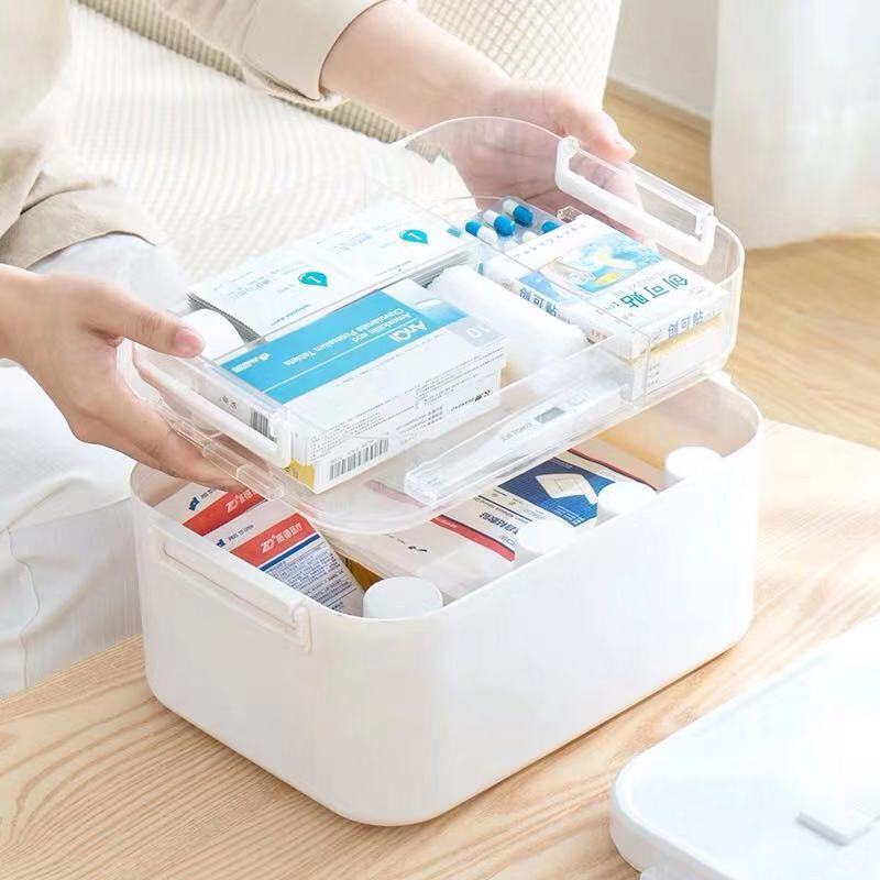 JX- Household portable first aid Storage medicine box with handle Large-capacity layered medicine cabinet organizer with lock