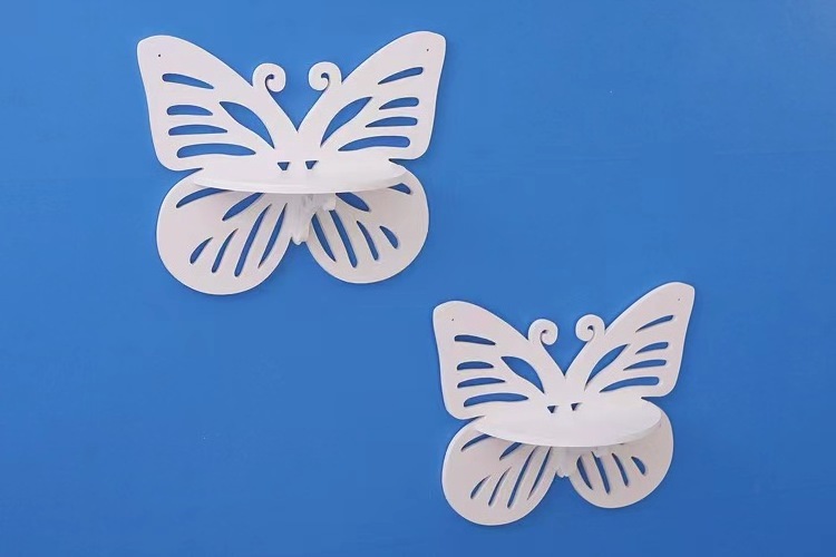 Promotional butterfly wall decoration hanging with for bedroom living room wall wall shelf no punching creative bathroom