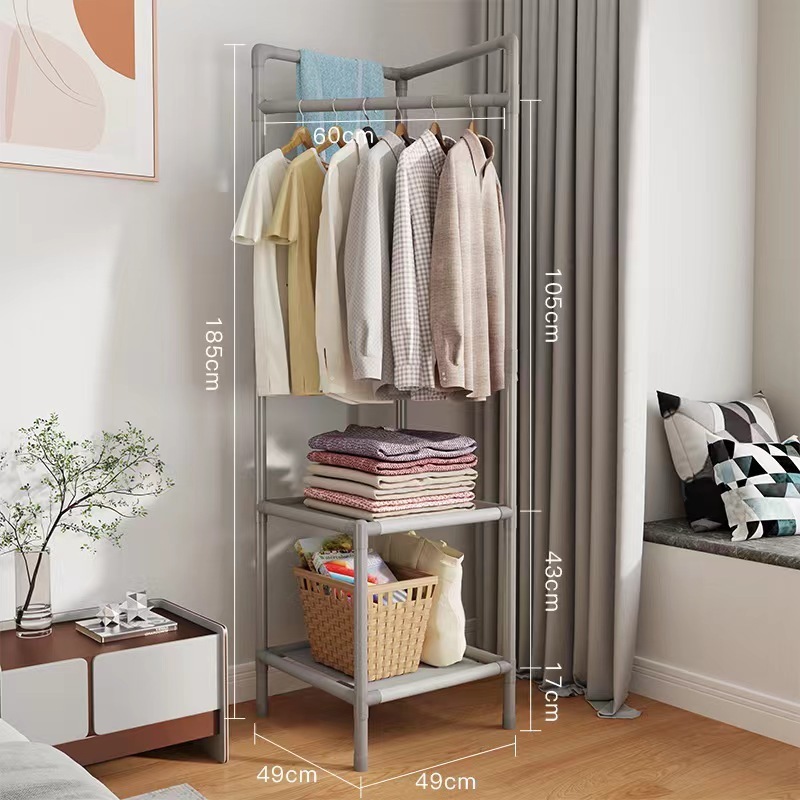 Corner coat rack multi-layer assembled clothes hanger bedroom corner clothes rack floor-standing storage rack